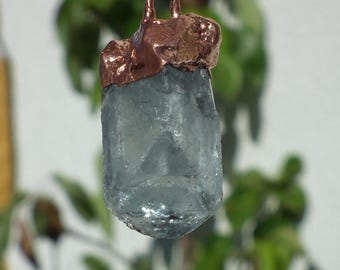 Electroformed XXL Blue Celestite Crystal Necklace | Large Statement Healing Stone Pendant Artisan Jewelry
