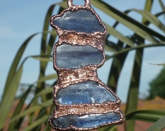 Blue kyanite pendant Electroformed Copper
