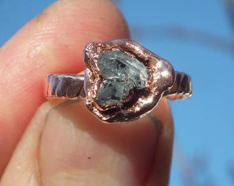 Electroformed  Copper Herkimer diamond ring