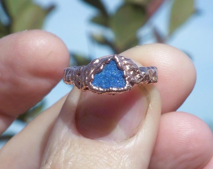 Electroformed  Copper rough Lapis Lazuli ring