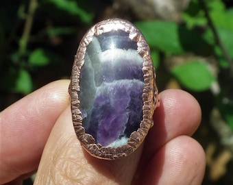 Electroformed copper // Chevron amethyst ring // Dogtheeth amethyst jewelry