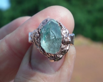 Herkimer diamond ring / herkimer ring / Electroformed  Copper