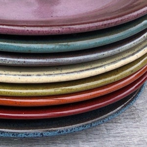 Pottery dinner plates set of EIGHT wheel thrown dinner plates made to order one of each