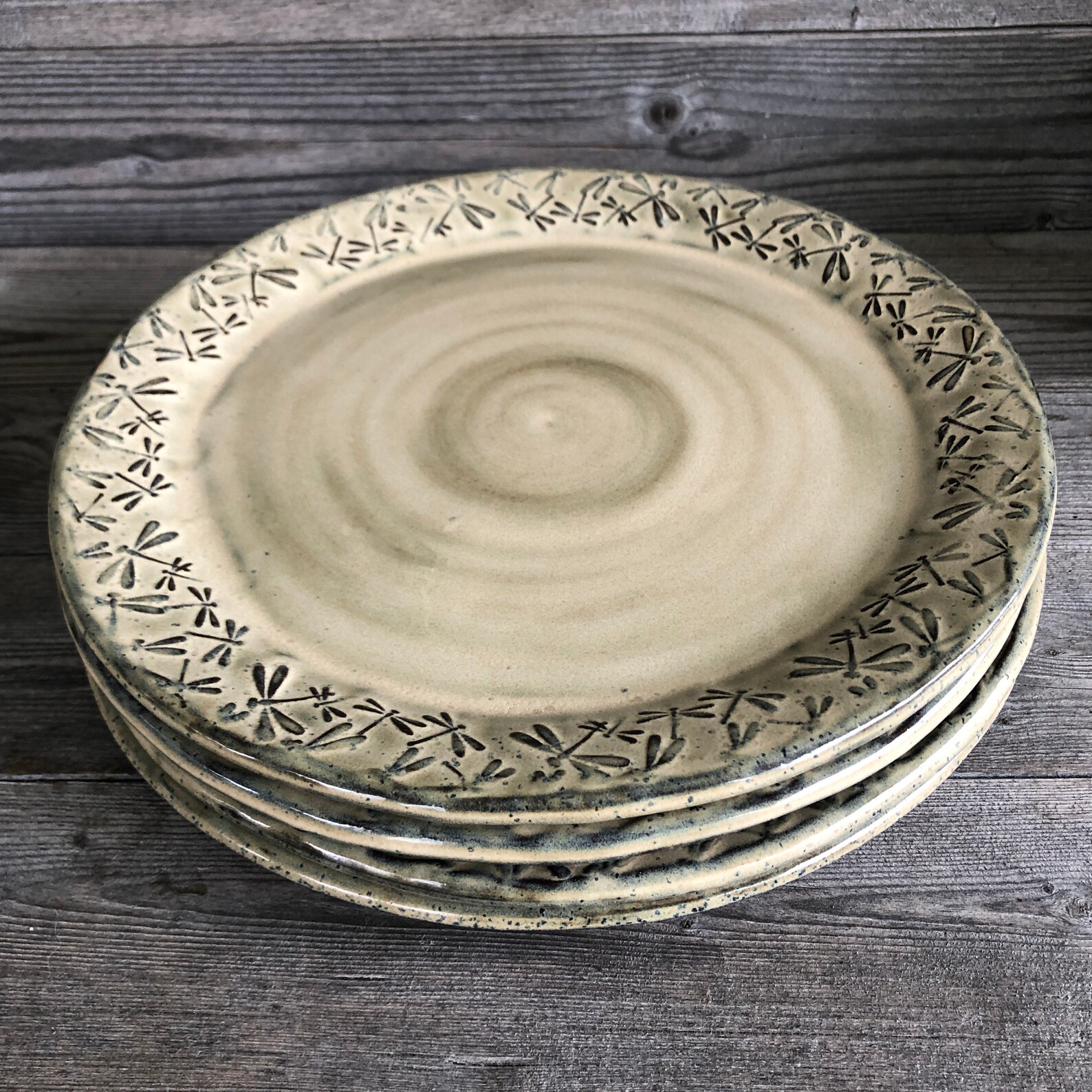 Dragonfly pottery 1216 piece dinnerware set with embossed Etsy
