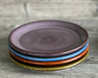 Set of Four Salad Plates. Wheel Thrown, Stoneware Pottery made to order