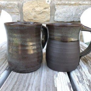 Pottery Mug with Iron Lustre and Unglazed, Raw Clay, Wheel thrown **Made to Order**