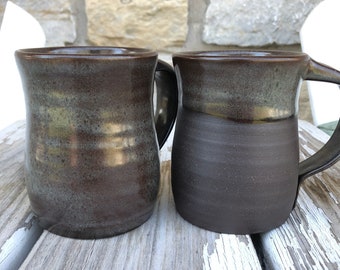Pottery Mug with Iron Lustre and Unglazed, Raw Clay, Wheel thrown **Made to Order**