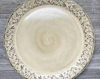 Dragonfly plate with embossed dragonfly border made to order