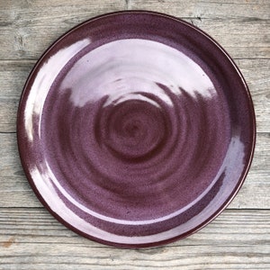 Pottery dinner plates set of EIGHT wheel thrown dinner plates made to order Purple