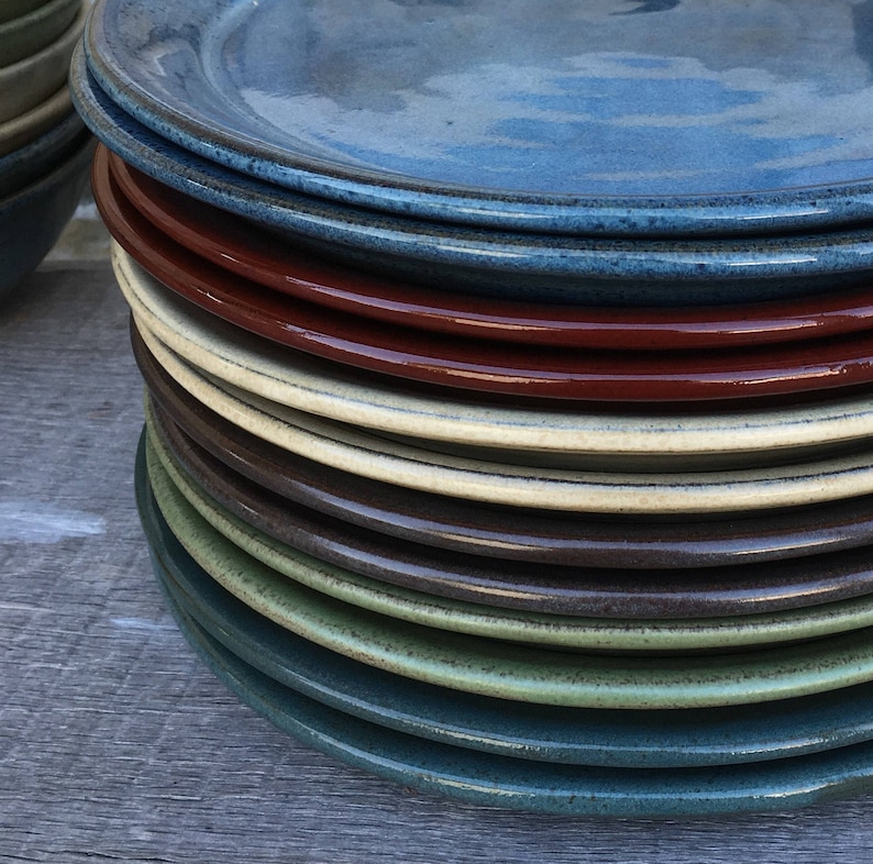 Pottery Dinner Plates Set of Six Made to Order Etsy