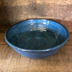 Set of 4 Blue, Wheel thrown stoneware, pottery bowls made to order image 6