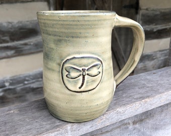 Dragonfly beautifully handcrafted pottery mug made to order