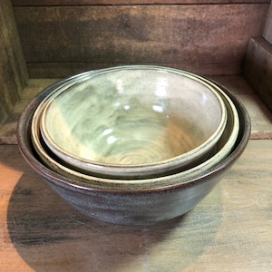 Set of Three Stoneware Pottery Serving or Mixing Bowls **Made to order**