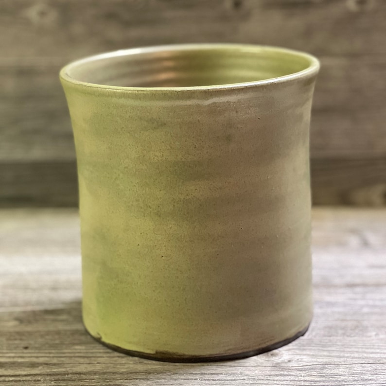 Utensil Holder, Ceramic Utensil Crock, Kitchen Storage Jar made to order Green Tea