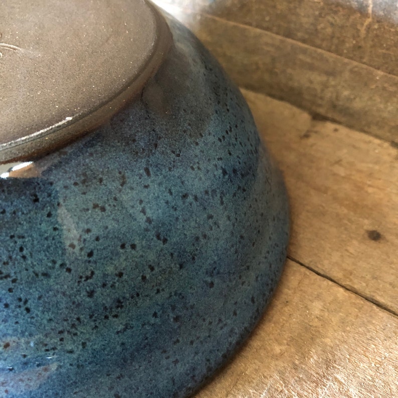 Set of 4 Blue, Wheel thrown stoneware, pottery bowls made to order image 3