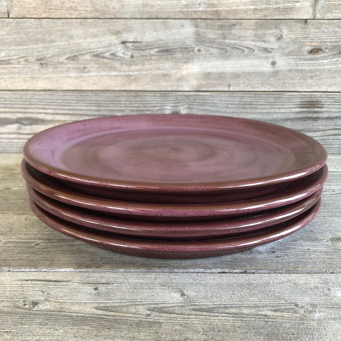 Purple Pottery Dinner Plates Set of Four Made to Order Etsy Sweden