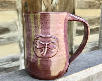 Purple Dragonfly Pottery Handcrafted Mug made to order