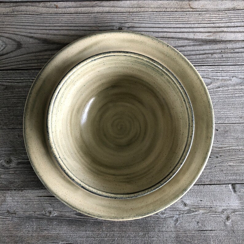 3pc Pottery Dinnerware Place Setting in Birch Cream Glaze Made Etsy UK