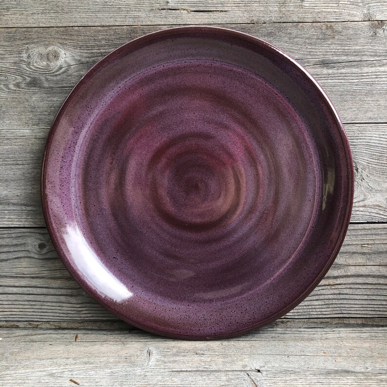 Pottery dinner plates set of EIGHT wheel thrown dinner plates made to order Purple