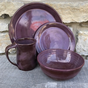 Purple Pottery Dinner Plates Set of Four made to order image 5