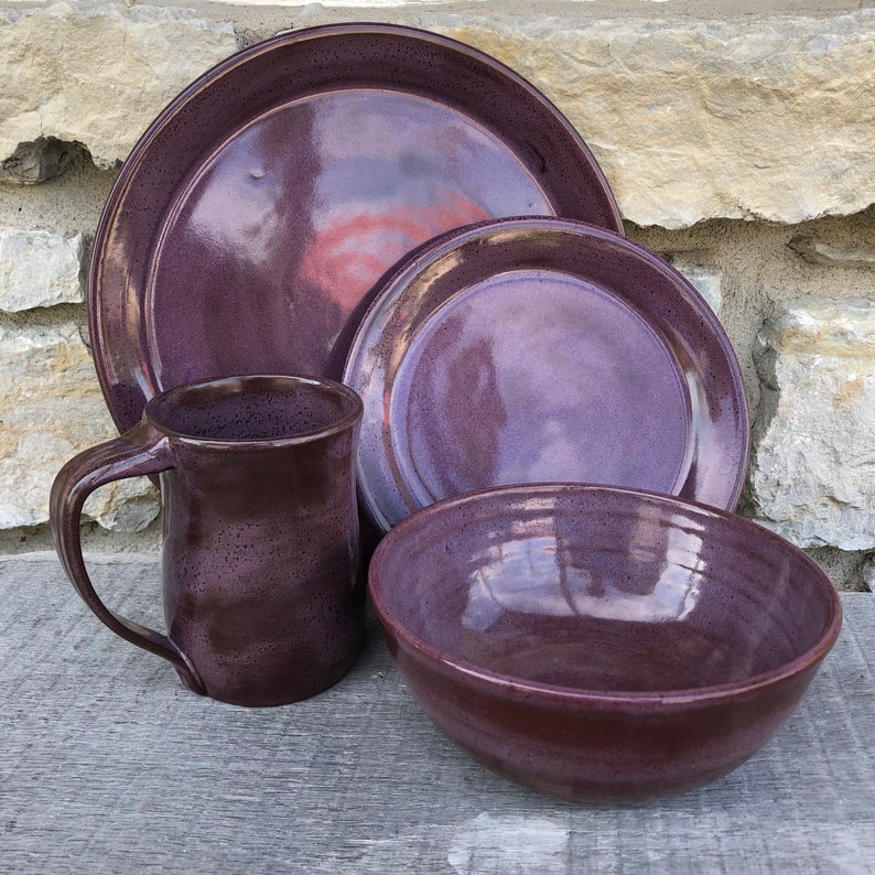 Purple Pottery Dinner Plates Set of Four made to order image 5