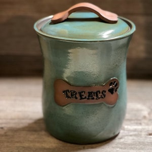 Dog Treat Jar, pottery dog treat canister *Made to Order*