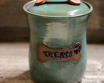 Dog Treat Jar, pottery dog treat canister *Made to Order*