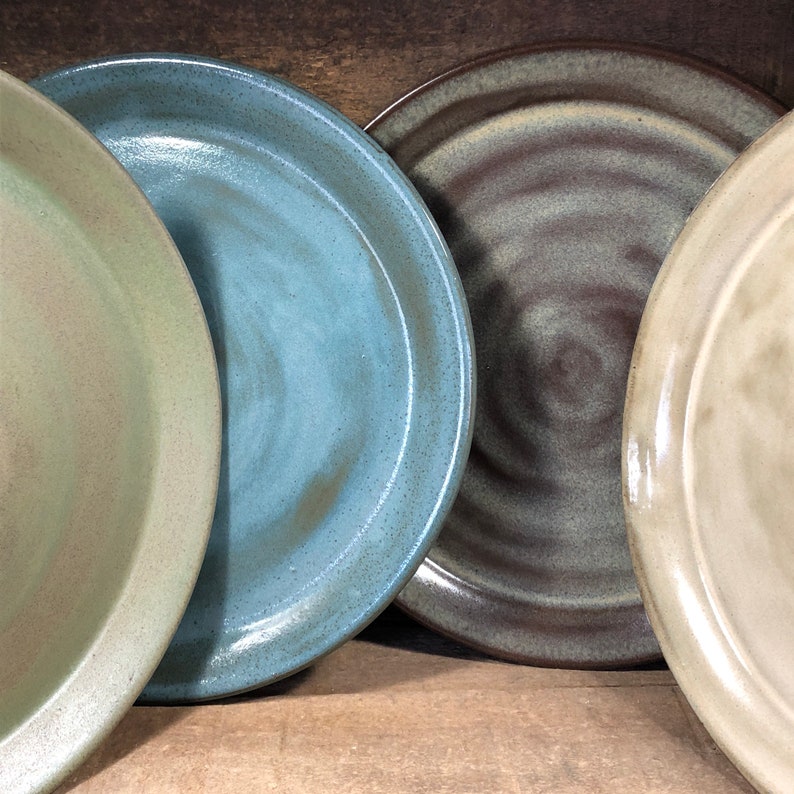 Handmade pottery dinner plates... Set of four mix and match made to order image 2