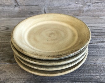 Pottery bread or dessert Plates set of 4 wheel thrown 5.5 inch plates - your choice of color made to order