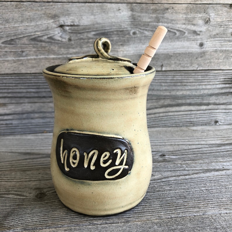 Honey Pot, honeypot handmade pottery honey jar made to order image 1
