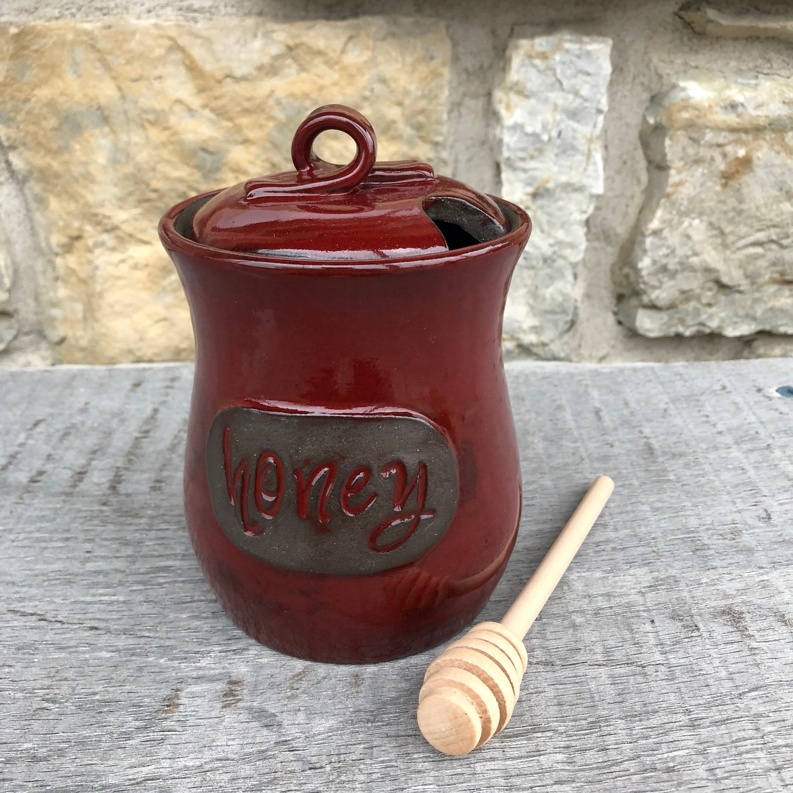 Honey Pot Honeypot Handmade Pottery Honey Jar With Text Made Etsy