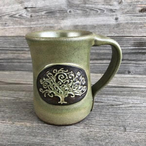 Wheel Thrown Green Tree of Life Mug **Made to Order**