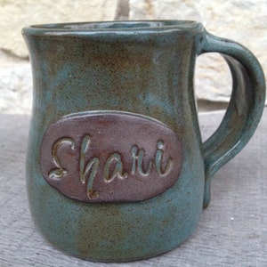 Personalized pottery mug with name, custom coffee cup Made to order image 3