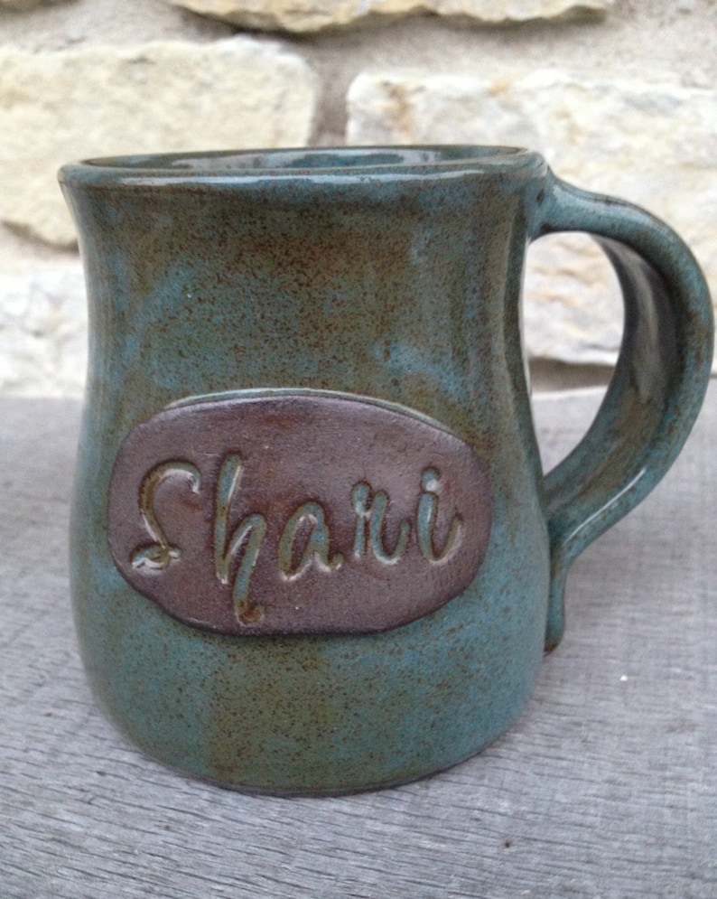 Personalized pottery mug with name, custom coffee cup Made to order image 3