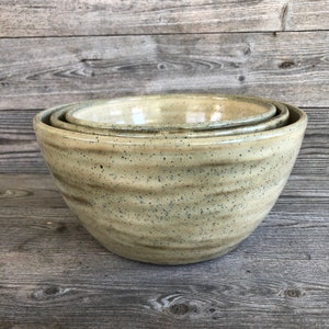 Set of Three Stoneware Pottery Serving or Mixing Bowls made to order