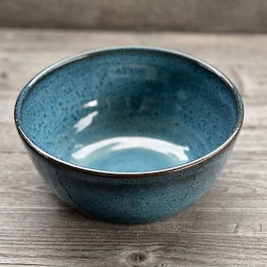 Blue Pottery Bowl, handmade soup or cereal bowl made to order