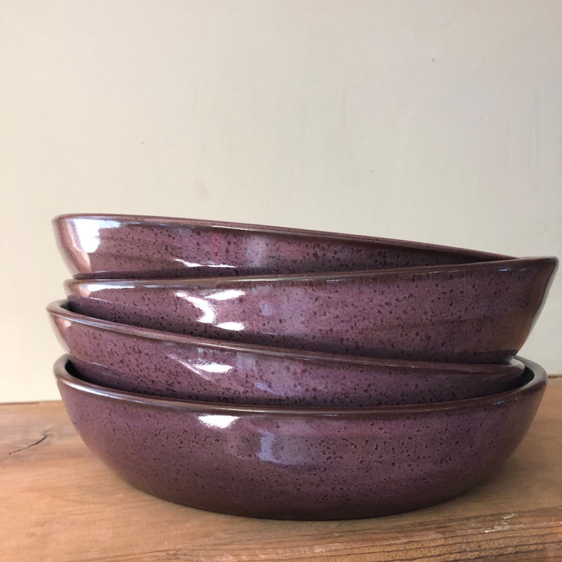 Set of FOUR Pasta Bowls, Buddha Bowls, Power Bowls handmade pottery bowls Made To Order Smokey purple