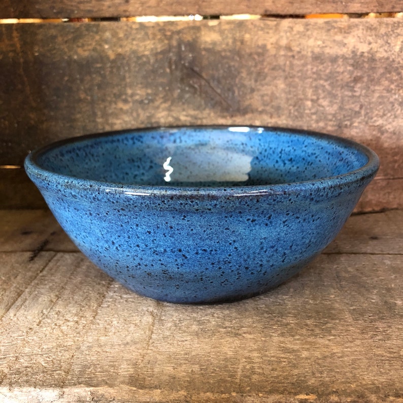 Set of 4 Blue, Wheel thrown stoneware, pottery bowls made to order image 5