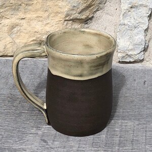 Handmade Pottery Mug on dark clay with birch glaze made to order image 2