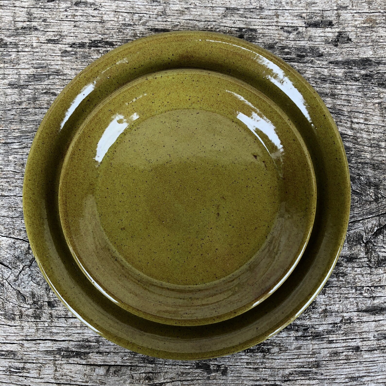 Olive Green Pottery Dinner Plates Set of Four Made to Order Etsy
