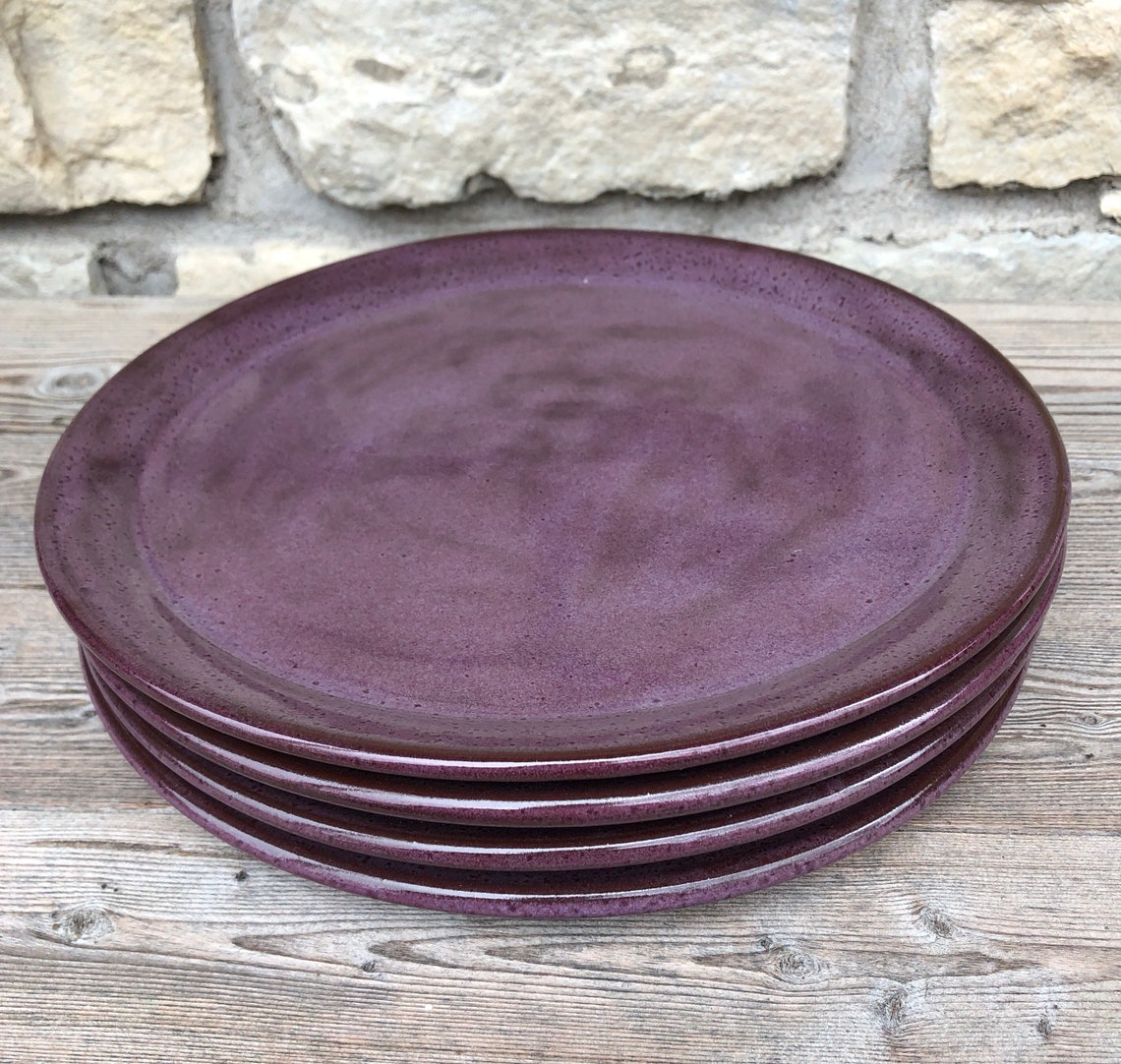 Purple Pottery Dinner Plates Set of Four Made to Order Etsy Sweden