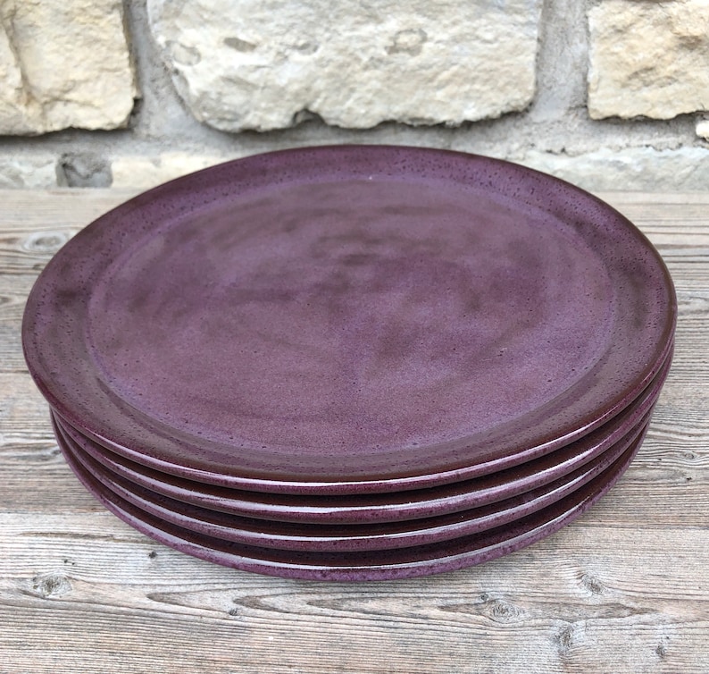 Purple Pottery Dinner Plates Set of Four made to order image 3