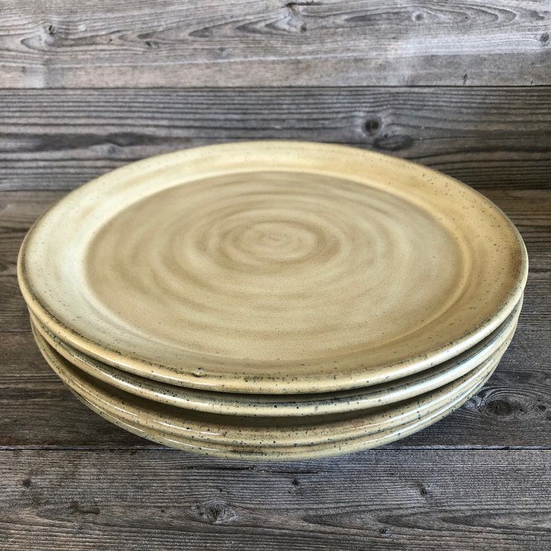 Pottery dinner plates set of EIGHT wheel thrown dinner plates made to order Birch