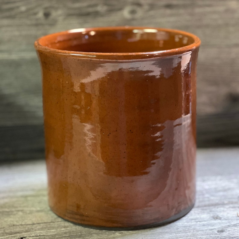 Utensil Holder, Ceramic Utensil Crock, Kitchen Storage Jar made to order sienna speckle