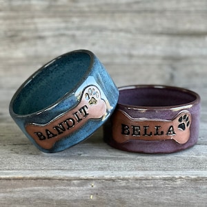 Set of TWO Pottery dog dishes, dog food and water bowls made to order image 4