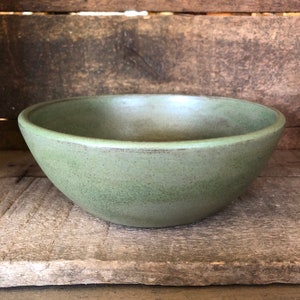 Pottery Bowl, handmade soup, salad or cereal bowl with Tea Green glaze made to order