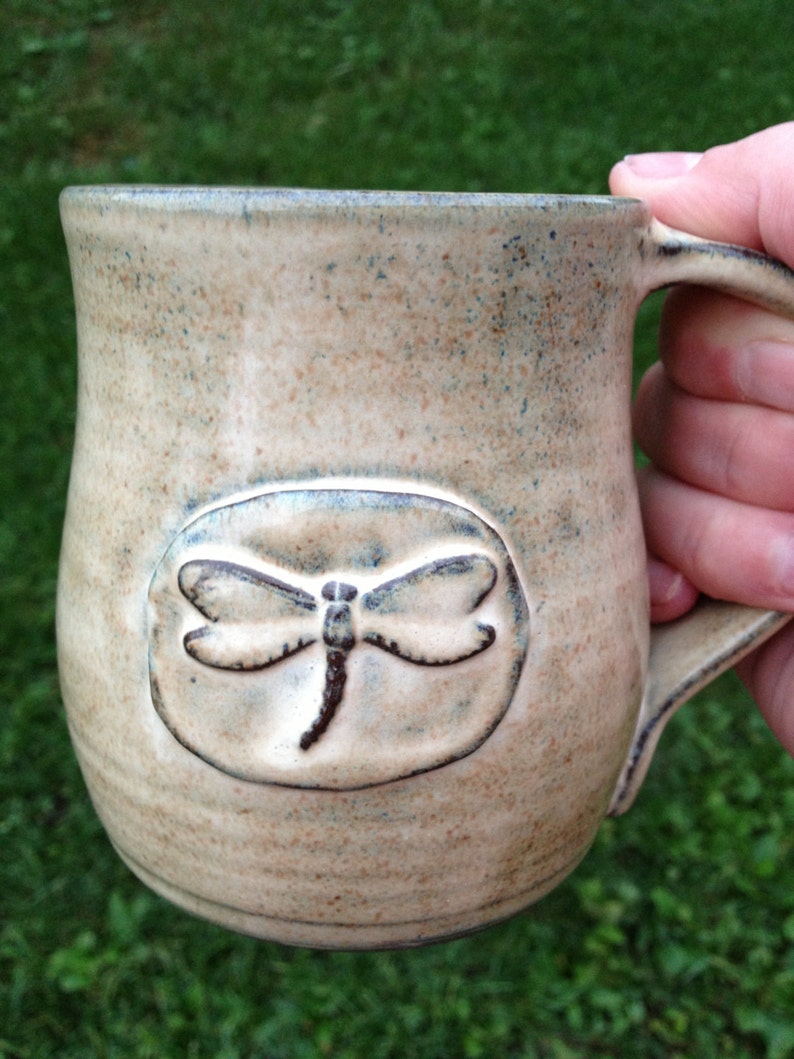 Dragonfly beautifully handcrafted pottery mug made to order image 3