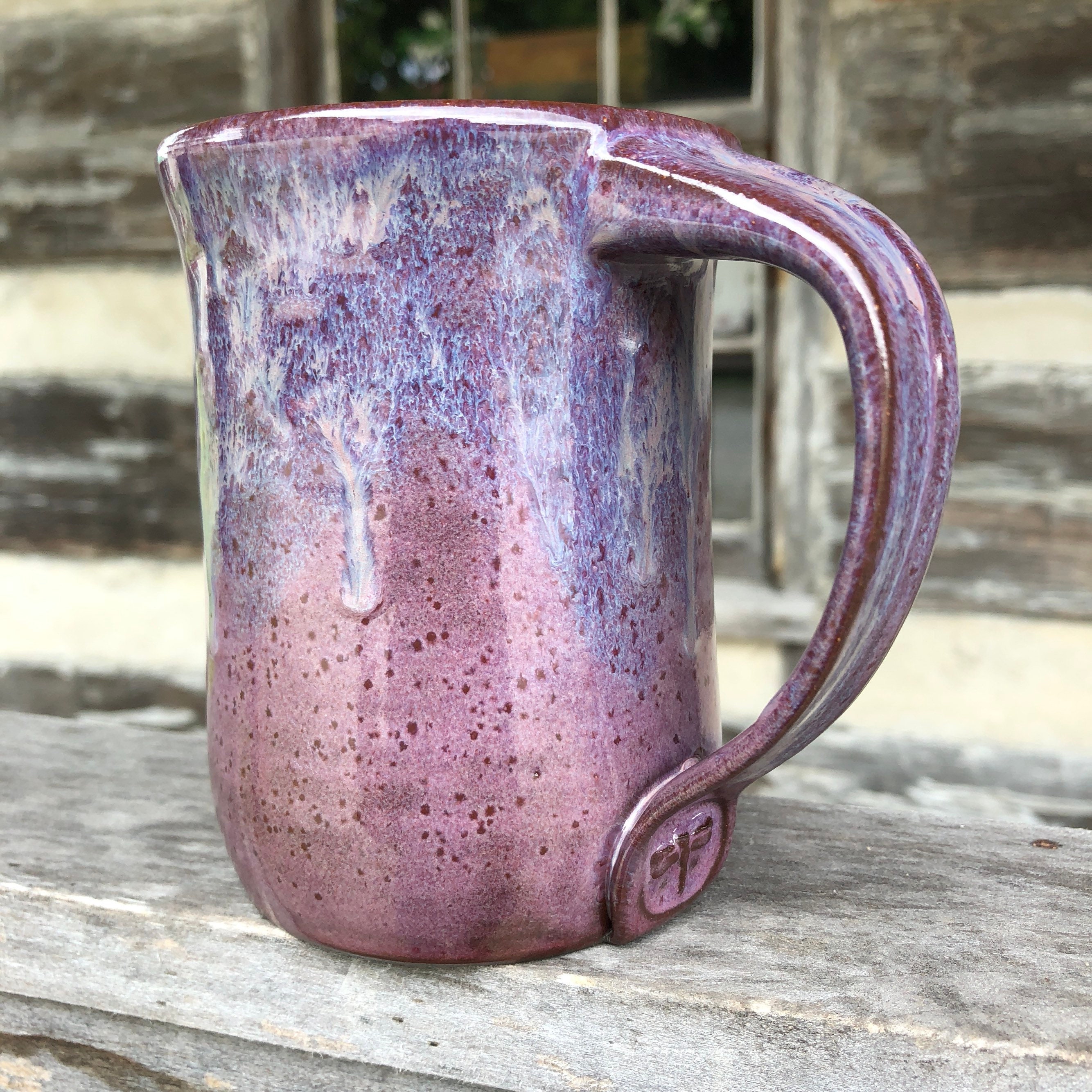 Purple Glaze with Line Decoration Southwestern Inspired One of a Kind Handmade Pottery Mug Coffee Cup Ceramic Mug Tea Cup