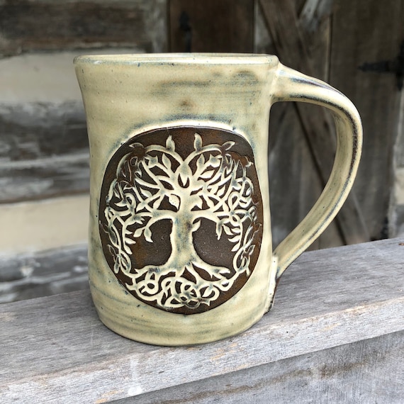 Celtic Tree of Life Pottery Mug With Roots Made to Order Etsy UK