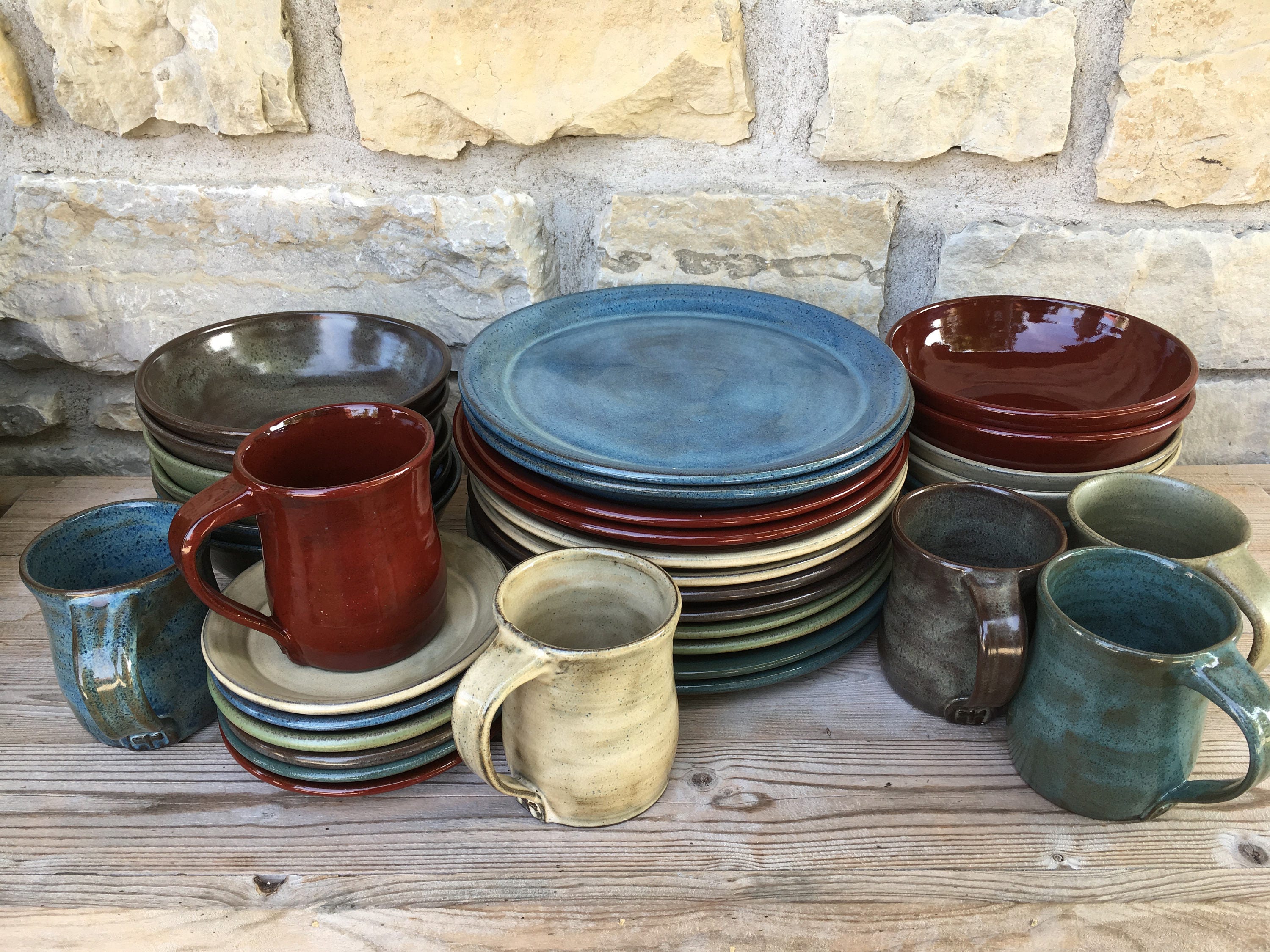 Pottery Dinnerware Service for Four Handmade Dishes made to Order Etsy